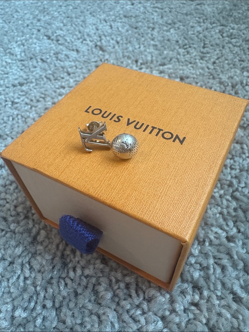 Louis Vuitton Silver LV Monogram earrings